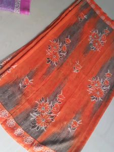 Orange Silk saree