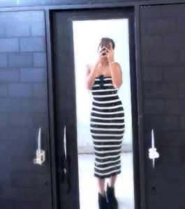Stylish Black & White Striped Bodycon Dress