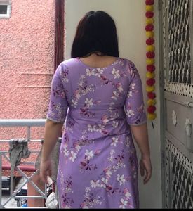 Purple Satin Kurta With Lace