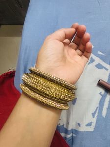 Golden Bangle Set with Charms
