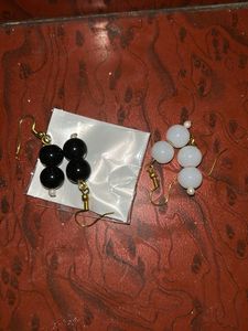 Black and White Bead Earrings