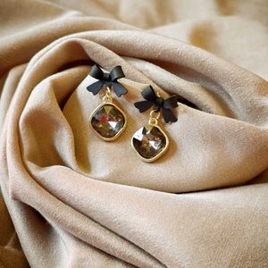 Midnight Bow Korean Earrings