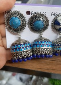 BRAND NEW Amrapali Enameled German Silver Jhumka