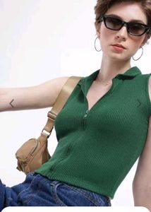 Green Collared Top