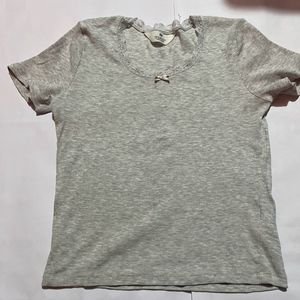 Light grey ripped short sleeve top