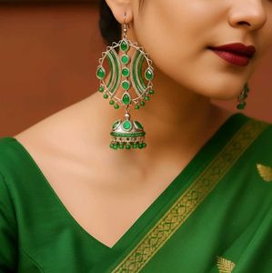 Green Jhumka Earrings