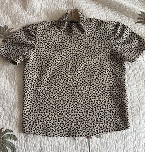 Animal Jacquard Patterned Short Sleeve Shirt