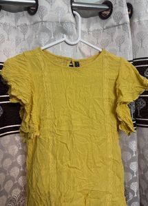 Yellow Casual Top with Lace