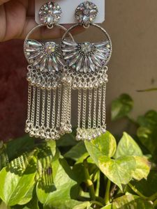 Stunning Silver Tone Dangle Earrings