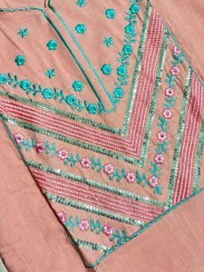 Peach Embroidered Kurta