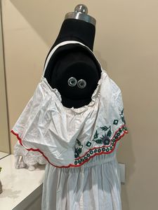 White Off-Shoulder Embroidered Dress
