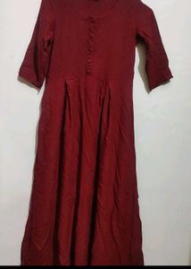 Maroon Anarkali Kurti Plazo Set For 30 Bust