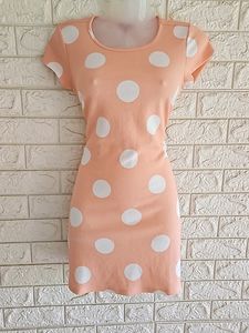 New Peach Polka Dot Dress
