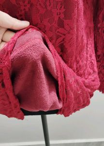 Maroon Lace Long Sleeve Top