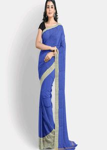 Elegant Blue Linen Saree