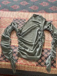 Chic Gray Ruched Top