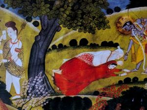 Painting of Brahma Vishnu Mahesh leela