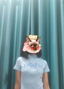 Baby Blue Butterfly Top