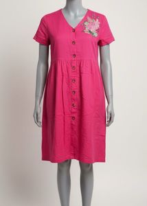 Pink Floral Dress With Olive Pant