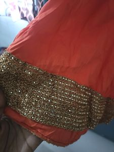 Golden Wrk Lace And Orang Skirt