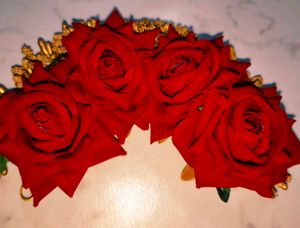 Red Maroon Rose Hair Piece