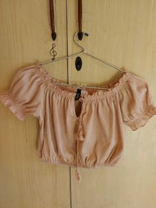 Pink Off-the-Shoulder Tassel Top