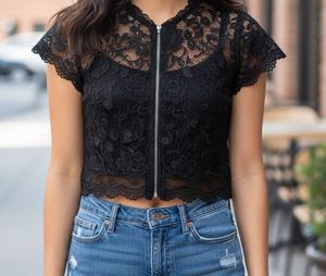 Chic Black Lace Crop Top