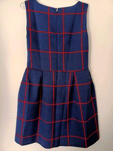 Navy &amp; Red Checkered Dress