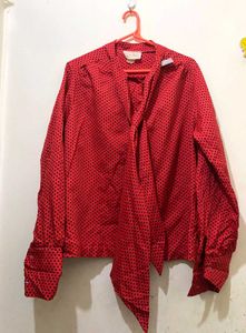 Red Polka Dot Blouse L-27 bust 38