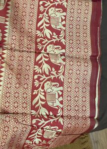 🆕 Silk Blend Red Saree With Running Blouse