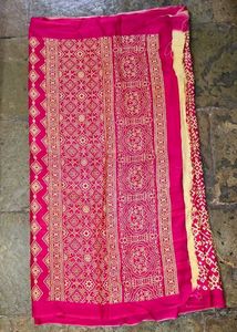 Khadi Silk Ajarakh Printed Saree