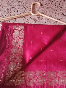 Maroon Colour Saree With Foil Silver Gold Design