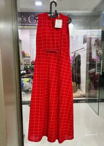Red Checked Maxi Dress