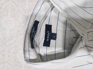 GANT White &amp; Blue Striped Dress Shirt