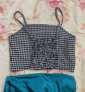 Check Print Crop Top