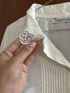 Korean White Crochet Shirt