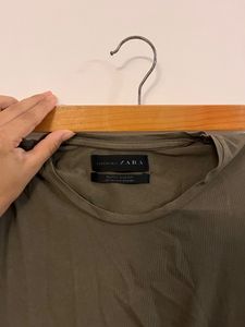 Olive Green Zara Full Sleeve T-shirt (medium Size )