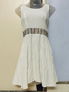 Pintrest Navratri White Dress with Colorful Detail