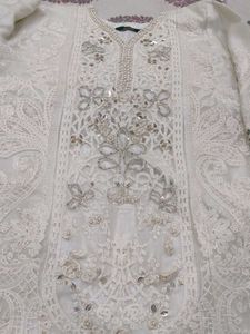 Elegant White Embroidered suit
