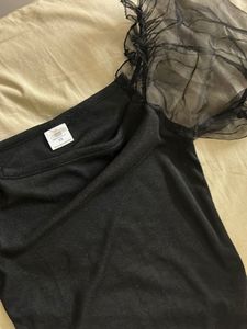Black Puff Sleeve Top