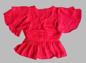Zara Basic Pink Ruffle Sleeve Blouse - Size S