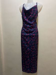 Floral Print Plus Size Cowl Neck Maxi Dress