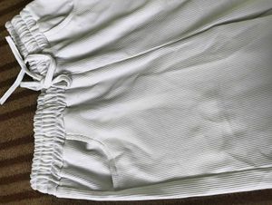 Casual White Ribbed Pants