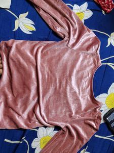 Blush Pink Velvet Ruched Top