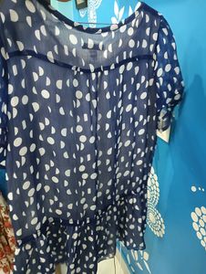 Blue Dress with white spot