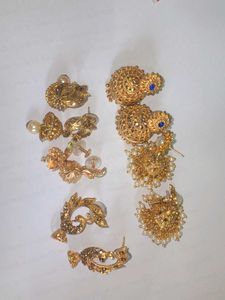 Golden Earrings Set Combo Of 6
