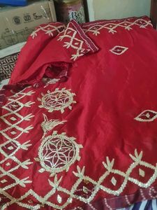 Red Embroidered Saree
