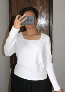 Square Neck Long Sleeve Top