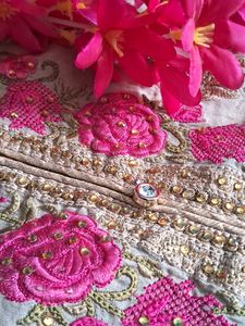 Nude Colour Kurthi With Pink Design