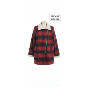 Red Plaid Sherpa Collar Jacket